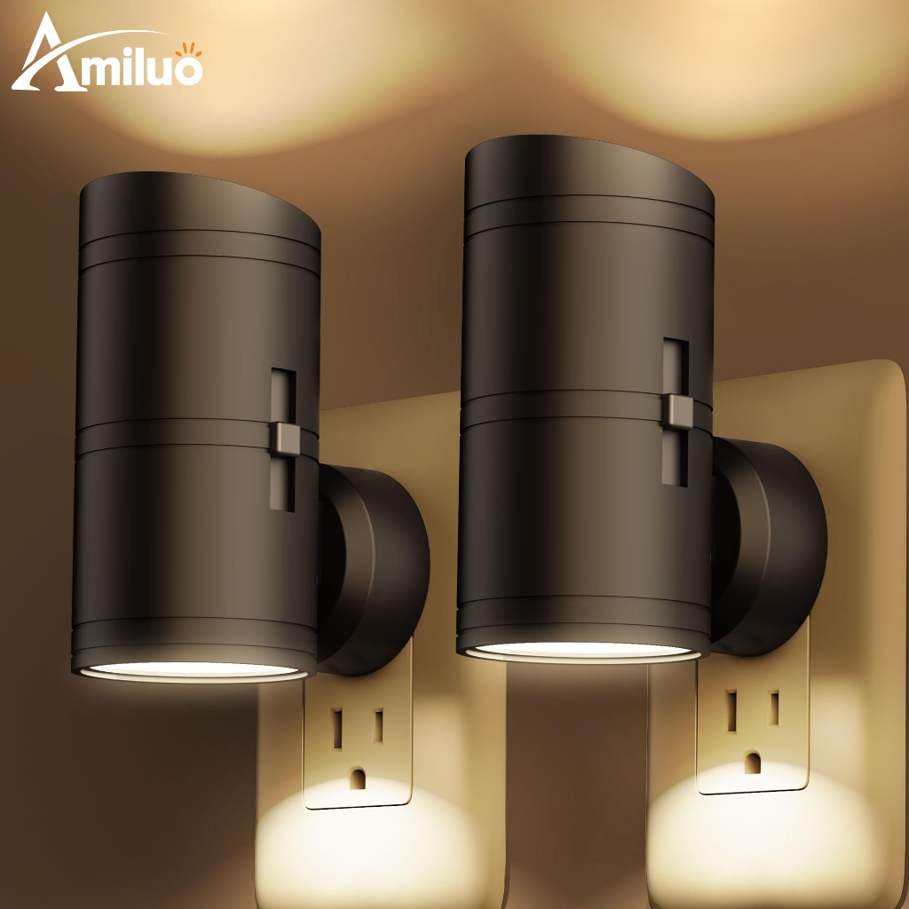 Amiluo โคมไฟกลางคืน มีเซนเซอร์ตรวจจับแสง 0-100LM ปรับความสว่างได้ เหมาะสำหรับทางเดินห้องครัวห้องนอนตู้เสื้อผ้าโต๊ะข้างเตียง