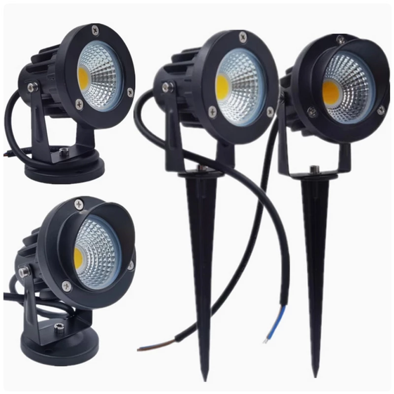 สไตล์ใหม่ COB สวนไฟสนามหญ้าสปอตไลท์กลางแจ้ง 220V 110V กลางแจ้ง LED Spike หลอดไฟ 3W 5W 10W เส้นทางภูมิทัศน์กันน้ํา DC12V
