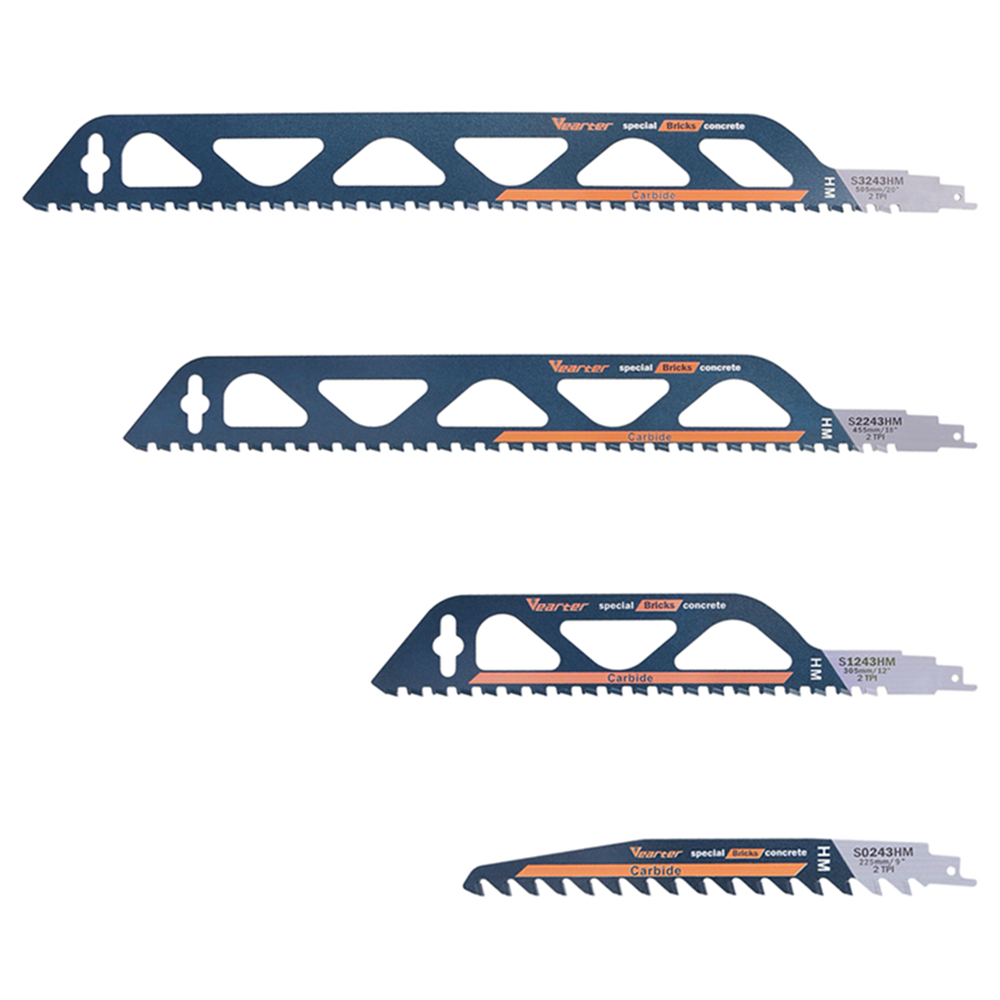 Vearter 225/300/455/505 มม.ทังสเตนคาร์ไบด์โลหะผสมลูกสูบใบเลื่อย Saber เลื่อยสําหรับ Aerated Cement Bubble อิฐคอนกรีต