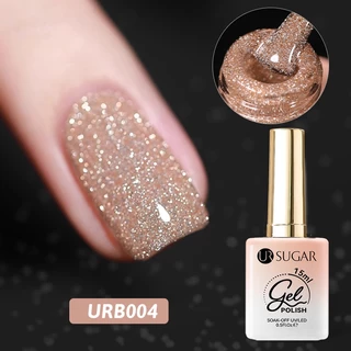 UR SUGAR 15ml แชมเปญทองเจลสะท้อนแสงยาทาเล็บ Glitter วานิชกึ่งถาวร Soak Off UV เจลแต่งเล็บ