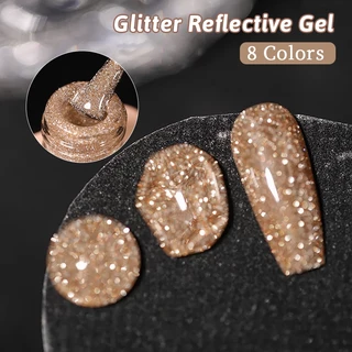 UR SUGAR 15ml แชมเปญทองเจลสะท้อนแสงยาทาเล็บ Glitter วานิชกึ่งถาวร Soak Off UV เจลแต่งเล็บ