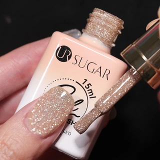 UR SUGAR 15ml แชมเปญทองเจลสะท้อนแสงยาทาเล็บ Glitter วานิชกึ่งถาวร Soak Off UV เจลแต่งเล็บ