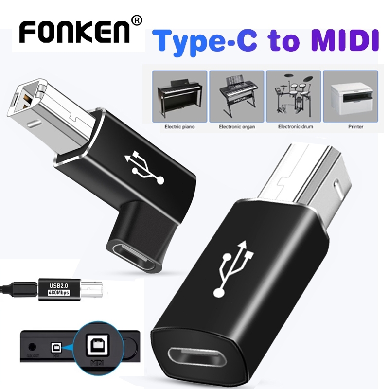 Fonken USB Type C หญิง USB B MIDI อะแดปเตอร์ชายสําหรับเครื่องสแกนเนอร์เครื่องพิมพ์ OTG Converter USB C อะแดปเตอร์ถ่ายโอนข้อมูล