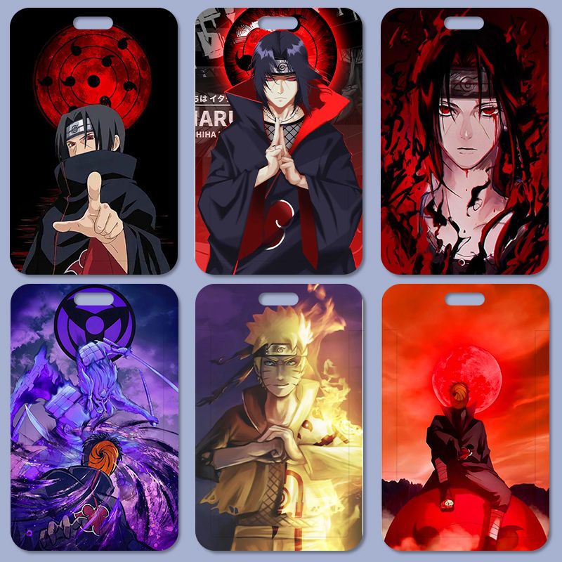 อะนิเมะ NARUTO ผู้ถือบัตร Sasuke Itachi ฝาครอบเลื่อนการออกแบบฝาครอบการ์ด