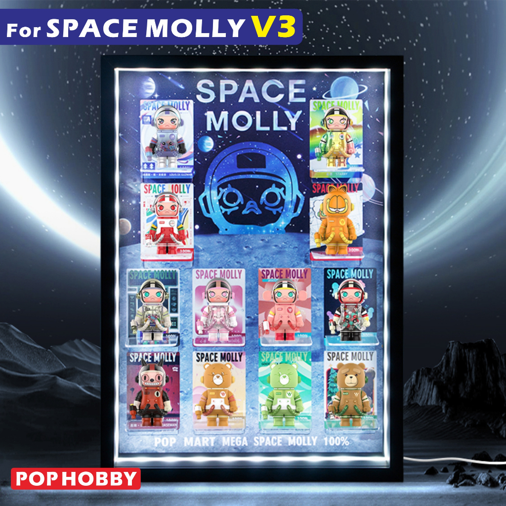 ตู้โชว์Mega Space Molly V3 100% Showcase With LED Lighting Standing & Wall-mounted Display Frame For POPMART(Support Custom Patterns)