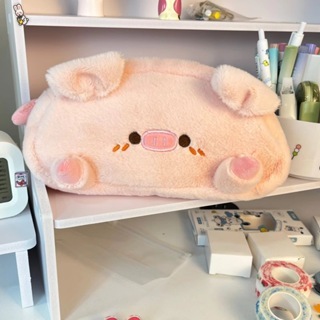 น่ารักลูกหมูกรณีดินสอตุ๊กตาสีชมพูกระเป๋าดินสอความจุขนาดใหญ่เด็กนักเรียนเครื่องเขียนกระเป๋า