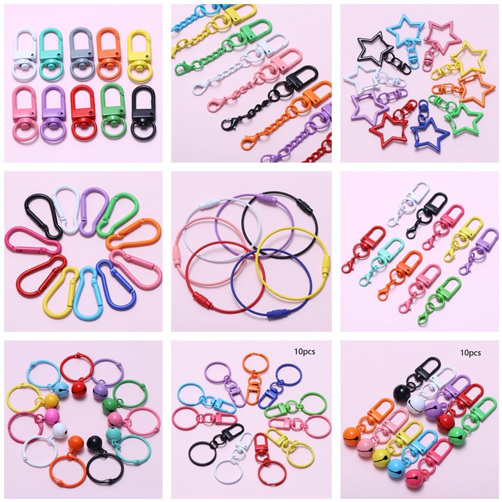 10pcs Key แหวนกุ้งก้ามกรามพวงกุญแจโลหะ Bell แยกแหวน Keyfob Charm สําหรับกระเป๋าเครื่องประดับทํา