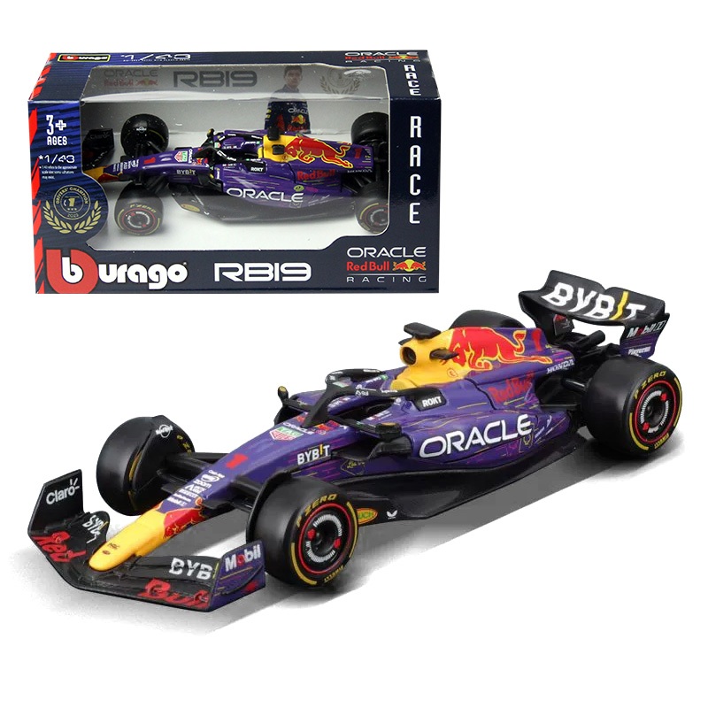 Bburago 1:43 2023 F1 Red Bull Racing RB19 Las Vegas GP #1 Max Verstappen Formula 1 Toys Car Model