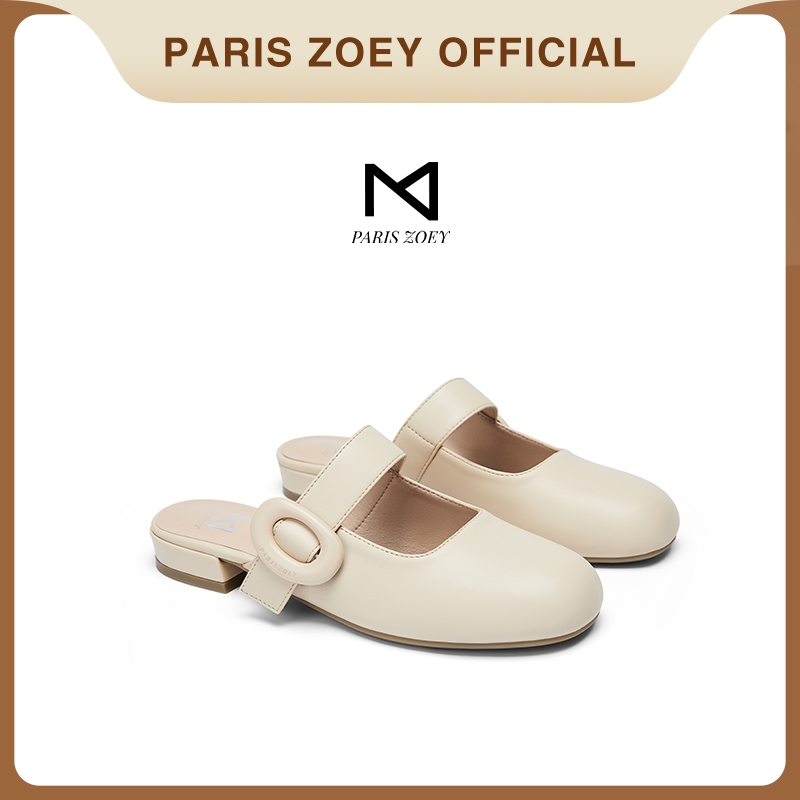 Paris Zoey รองเท้าแตะส้นเตี้ยสไตล์ฝรั่งเศสสไตล์หวานใหม่