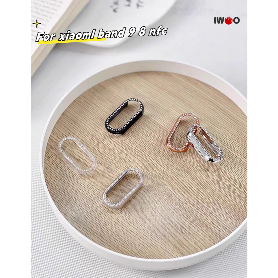 เคสป้องกัน Xiaomi band 9/8 Mi band 9 8nfc เคสป้องกันพีซีฝังเพชรเงากลวง