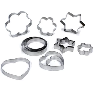 12 ชิ้นสแตนเลสคุกกี้เค้กแม่พิมพ์ Star Heart เครื่องตัดผลไม้รูปร่างเค้กบิสกิต DIY แม่พิมพ์เค้ก Pastry และเบเกอรี่อุปกรณ์เสริม