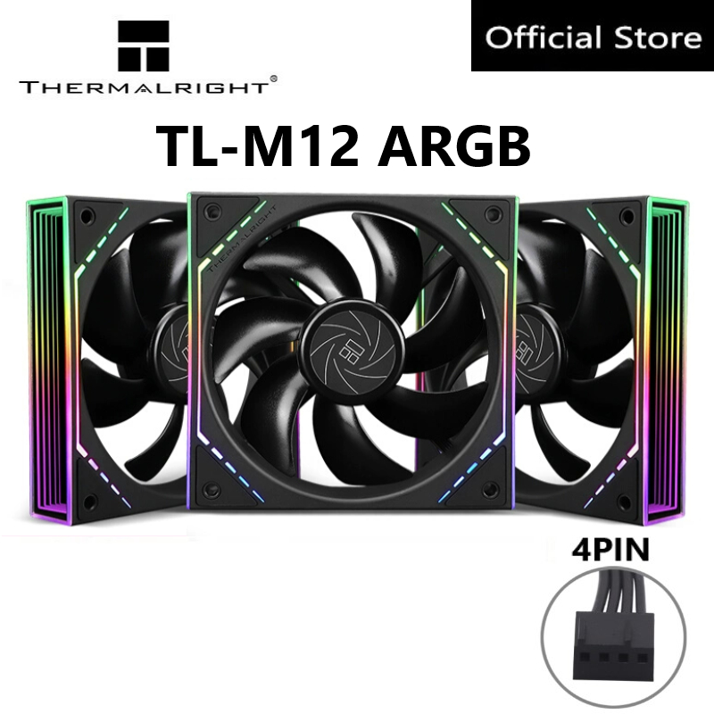 Thermalright TL-M12 ARGB Case Fan 120mm CPU Cooler Fan ความเร็ว 1500RPM มาพร้อม ARGB Mirror Light Effect PC PWM พัดลมเงียบความเร็ว 1500RPM CPU Cooling ARGB พัดลมเดสก์ท็อป PWM พัดลม