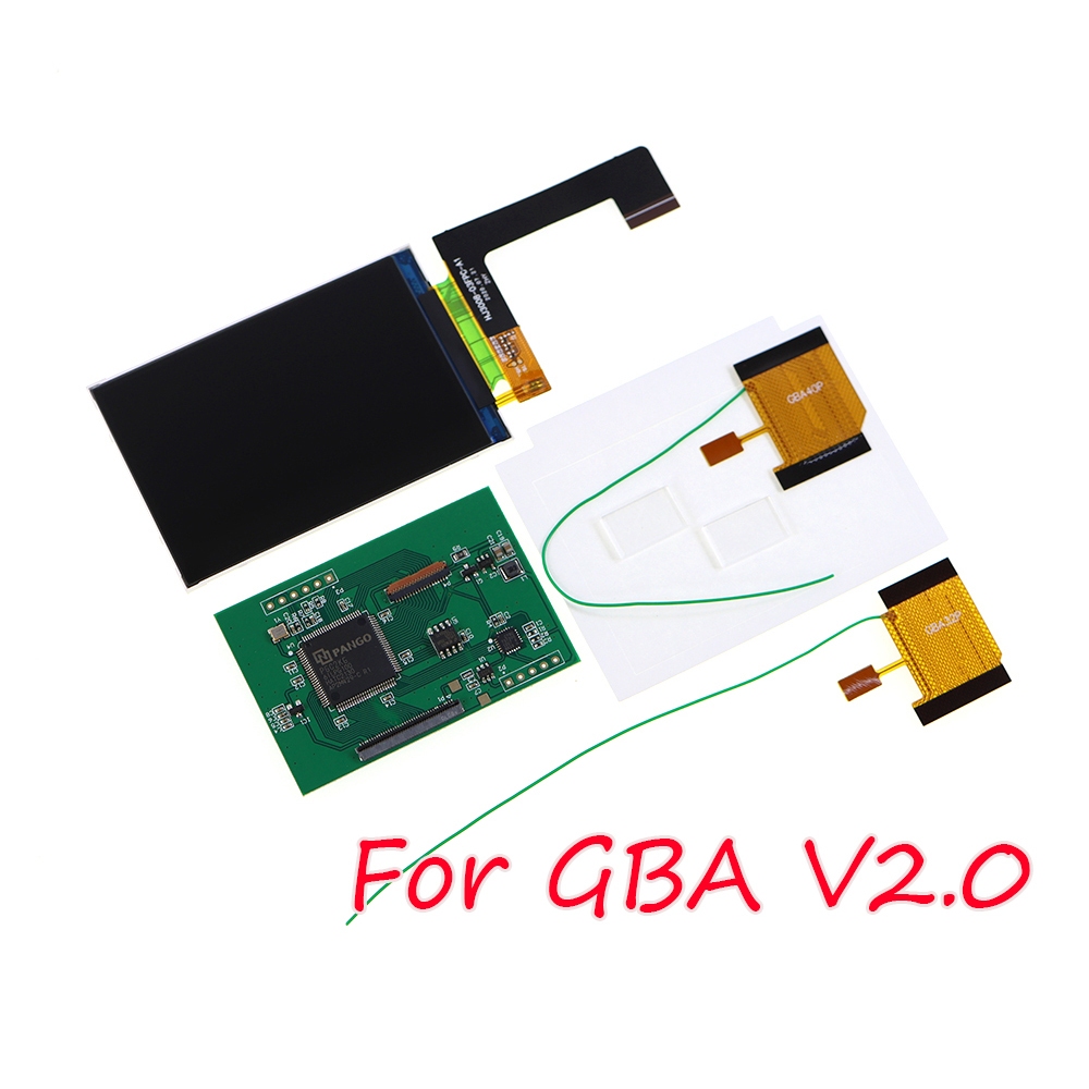 V2.0 หน้าจอ IPS LCD สําหรับ GBA ไฮไลท์ความสว่างหน้าจอ LCD สําหรับ GBA เปลือกปลอดตัดไม่มีการเชื่อมหน้าจอขนาดเดิม