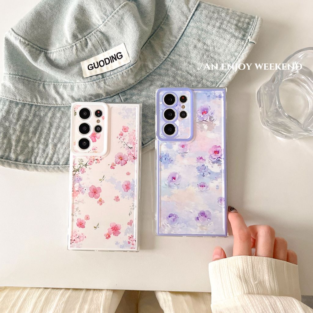 สีน้ำ ดอกย่อย เคส Samsung Galaxy S24 Ultra S23FE S20 S21 S22 S23 Ultra S21FE S20FE S10 Plus Note20 Ultra Note10 Plus Note10Lite A55 A35 A52 A35 A34 A33 A23 A25 A24 A15 Case โปร่งใส ป้องกันการตก ซิลิกาเจล นุ่ม ซัมซุง เคส