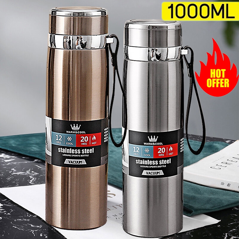 แก้วกระติกน้ำร้อน 800ml/1000ml ขวดพกพา แบบแก้วกระติก ใช้ในร่ม/กลางแจ้ง