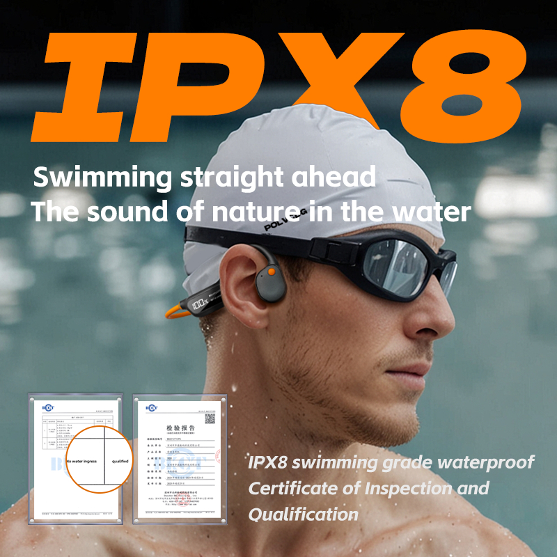 Polvcdg-x10 IPX8 กันน้ําหน้าจอ LED 32G ว่ายน้ํา Bone Conduction ชุดหูฟัง 5.3 IPX8 กันน้ําบลูทูธไร้สายหูฟังกีฬาพร้อมไมโครโฟน