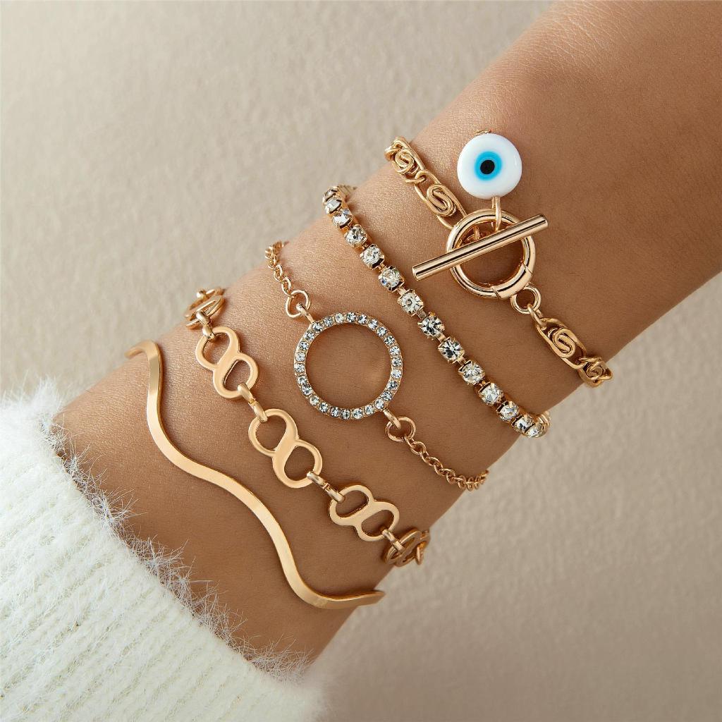 Lanxiu Lucky Evil Eye สร้อยข้อมือชุด Devils Eye ตุรกี Blue Eye Amulet Kabbalah ป้องกันกําไลข้อมือเครื่องประดับของขวัญ