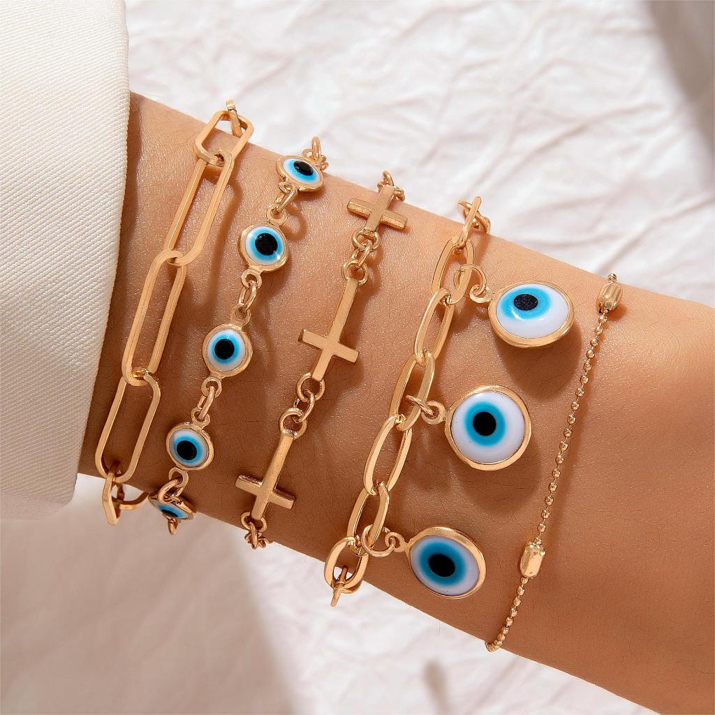 Lanxiu Lucky Evil Eye สร้อยข้อมือชุด Devils Eye ตุรกี Blue Eye Amulet Kabbalah ป้องกันกําไลข้อมือเครื่องประดับของขวัญ