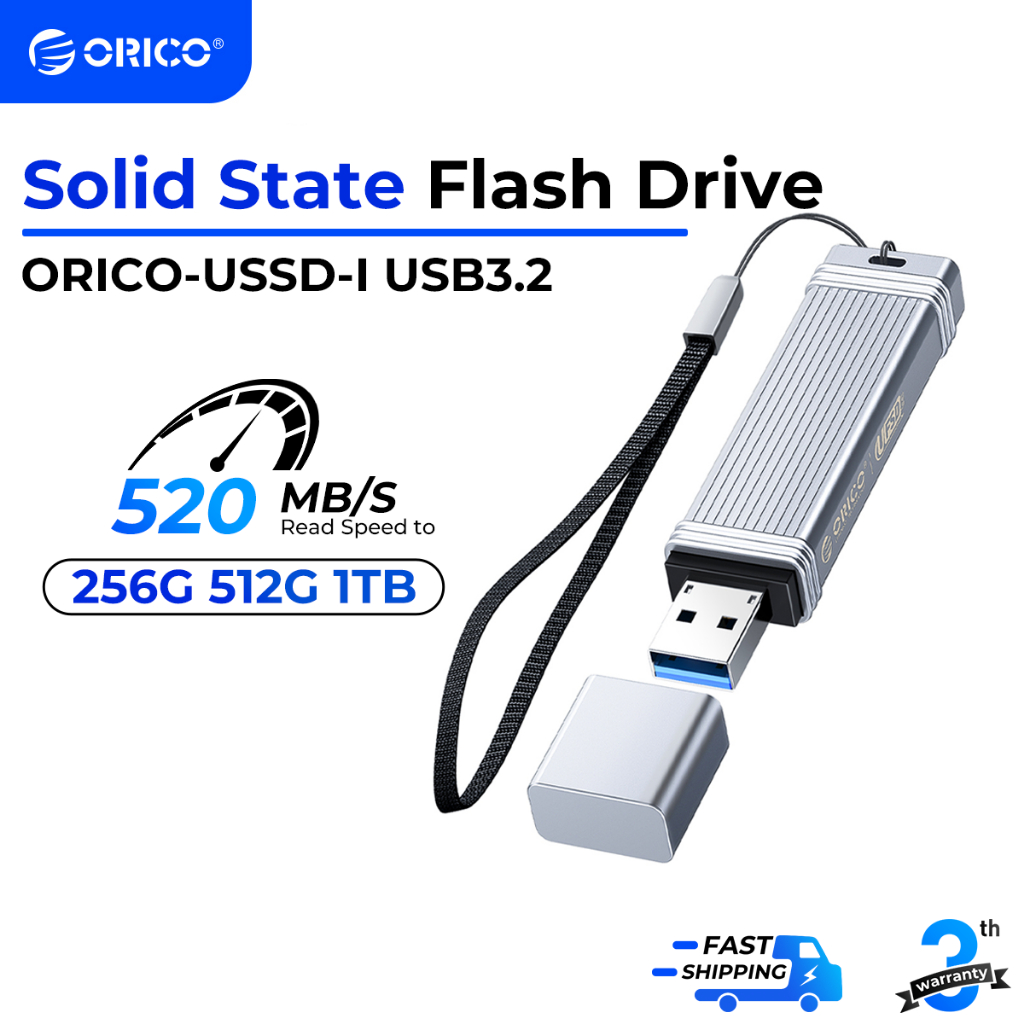 Orico Solid State Drives แบบพกพา Thumb Drive 128GB 256GB 512GB 1TB สูงสุด 520 เมกะไบต์/วินาที USB C แฟลชไดรฟ์ Plug&Play USB แฟลชไดรฟ์โลหะกันน้ํา (USSD-I)