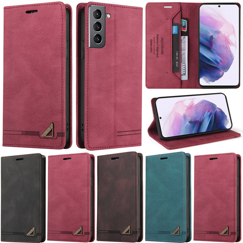 Matte สําหรับ Samsung Galaxy S21 FE S20 FE A10 A20 A30 A40 A50 A70 A10S A20S A51 5G A71 5G Retro กระเป๋าสตางค์หนัง PU ช่องใส่การ์ดผิวป้องกันพลิกขาตั้งฝาครอบกรณี