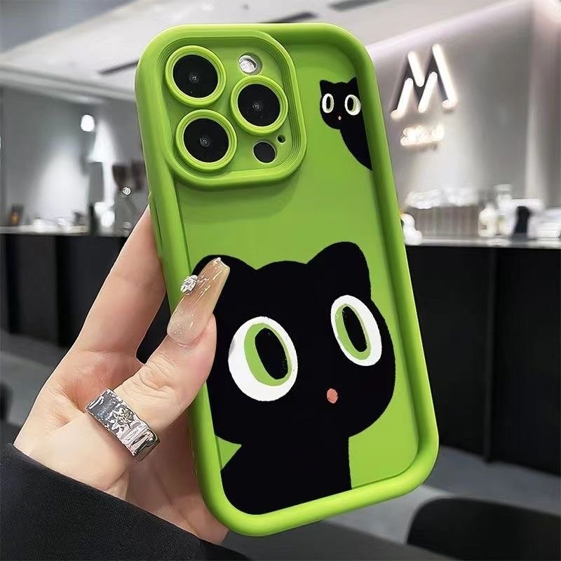 เคส Vivo Y100 5G Y17S V21 5G V23 5G V23 Pro 5G V29E 5G Y51S Y53S ซิลิโคนแมวดำขนาดเล็กกรณีโทรศัพท์ป้องกันการตก