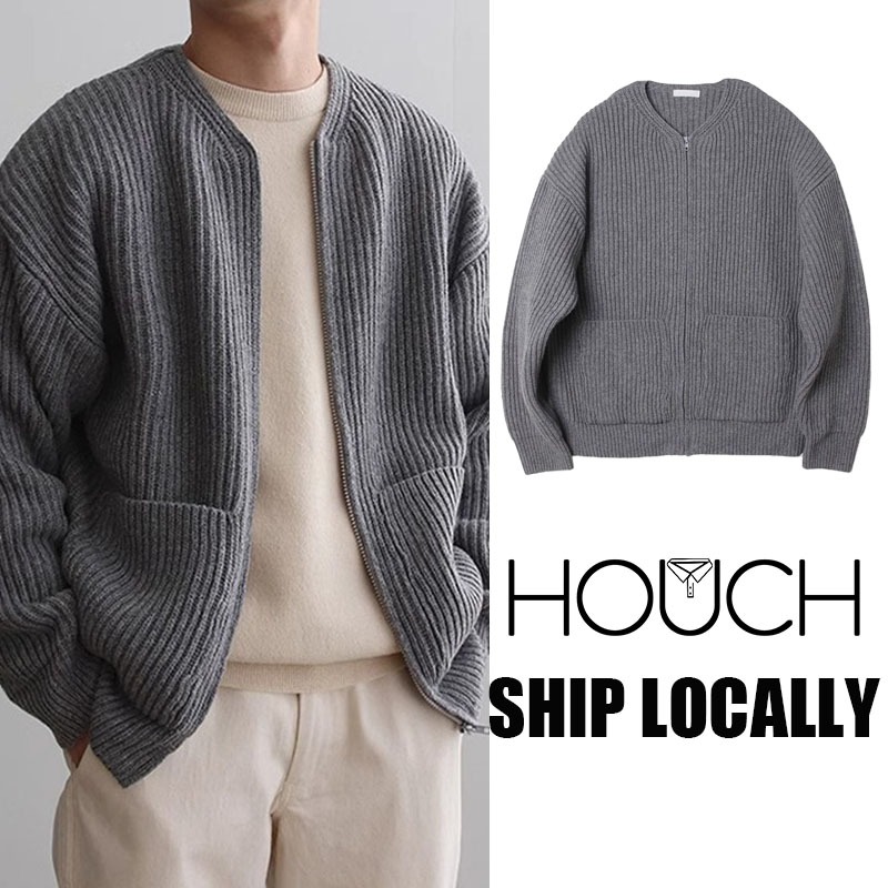 Houch พร้อมส่ง COD Korea เสื้อไหมพรมผู้ชายธรรมดา