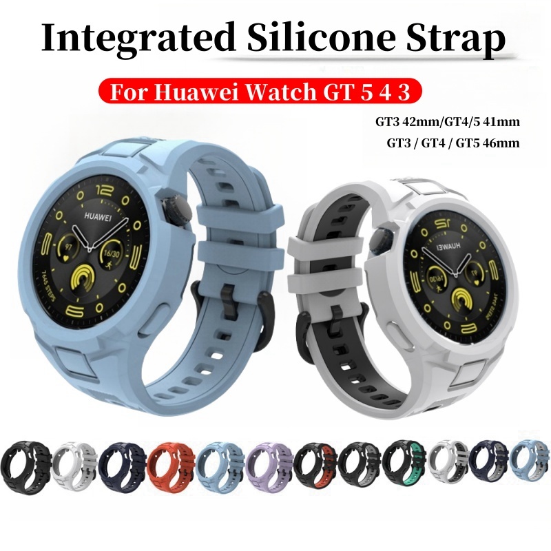 กรณี + สายรัดสําหรับนาฬิกา หัวเว่ย GT5/4/3 สร้อยข้อมือสายรัดซิลิโคนสําหรับนาฬิกา GT 5 46 มม./41 มม. สายรัดข้อมือเปลี่ยนเข็มขัดนุ่มกีฬานาฬิกา