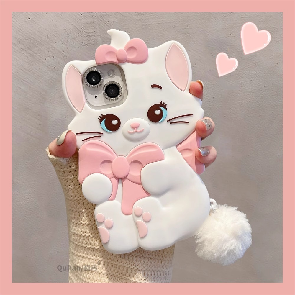 สุดน่ารักน่ารักน่ารักโบว์แมวเหมาะสําหรับ 15โปรแม็กซ์ แอปเปิล 14 ใหม่ ไอโฟน16 เคสโทรศัพท์ 13 หญิง 12