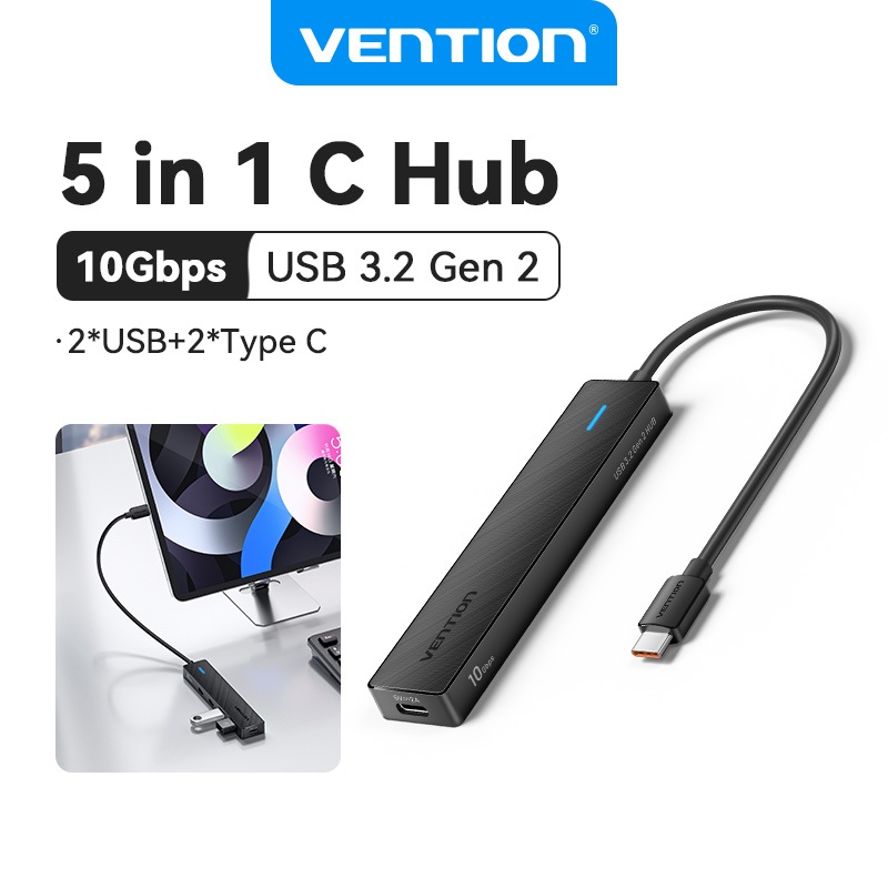 Vention USB C Hub 5-in-1 USB 3.2 Gen2 Hub 10Gbps ความเร็วสูงเข้ากันได้กับ Ipad แล็ปท็อป