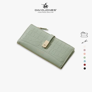 David Jones Paris กระเป๋าสตางค์ใบยาว ลายหนังจระเข้ 2 พับ ใส่บัตรได้ สําหรับผู้หญิง