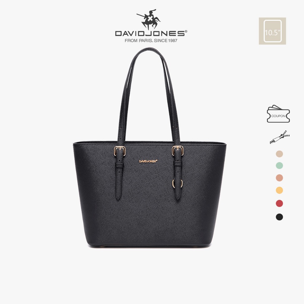 David Jones Paris กระเป๋าสะพายไหล่ หนัง PU ทรงโท้ท ขนาดกลาง สําหรับผู้หญิง