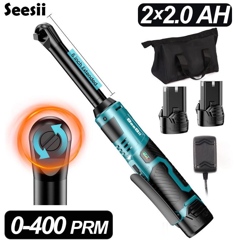 Seesii 3/8 "ขยายคอชุดประแจวงล้อไร้สาย 40Ft-lbs 220RPM 22.0Ah แบตเตอรี่ Fast Charger 7 ซ็อกเก็ตซ่อมเค