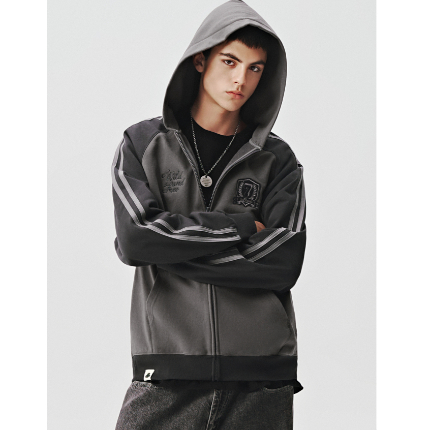 SUIKONE Suikeone เสื้อสเวตเตอร์มีฮู้ดสามบาร์ American high street ฤดูใบไม้ร่วงผู้ชายและผู้หญิงสไตล์วิทยาลัยเสื้อสเวตเตอร์มีฮู้ดหลวม ราคา ถูกที่สุด ดีลบีเคเค แกลเลอรีภาพที่ 4
