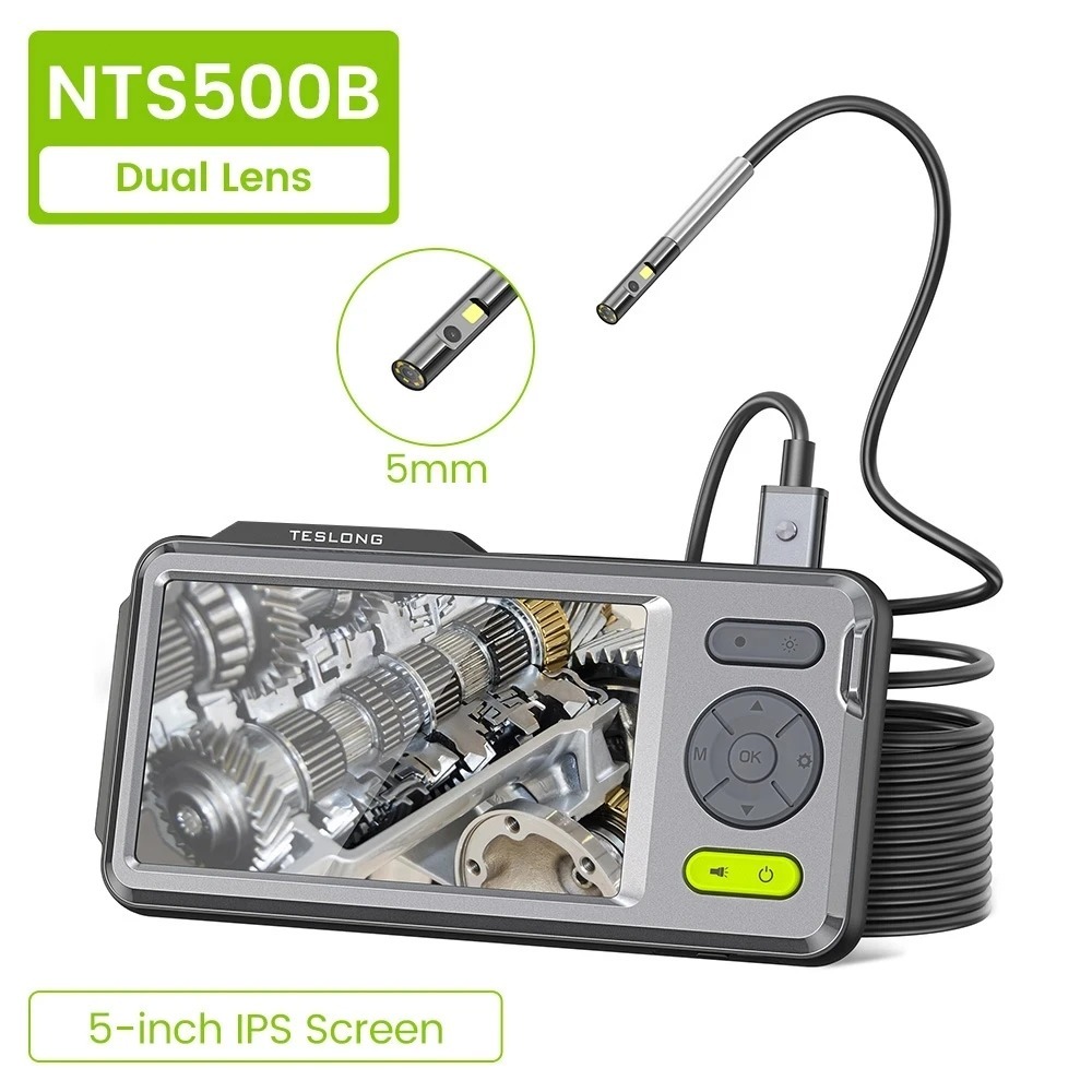 1080P Dual กล้อง Endoscope Teslon กล้องตรวจสอบ 5 "จอภาพ 5 "Slim กันน้ํา Borescope กล้องงู Videoscope