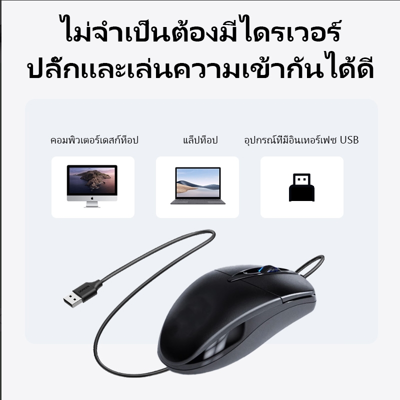 Kuesee เมาส์ เม้าส์แบบมีสาย เมาส์มีสาย Wired Mouse USB Optical Mouse 1000DPI 【PC / Mac】