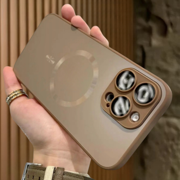 【AG matte acrylic hard case/With Lens Film/Titanium Gold】เคส compatible for iphone 11 12 13 14 pro max case