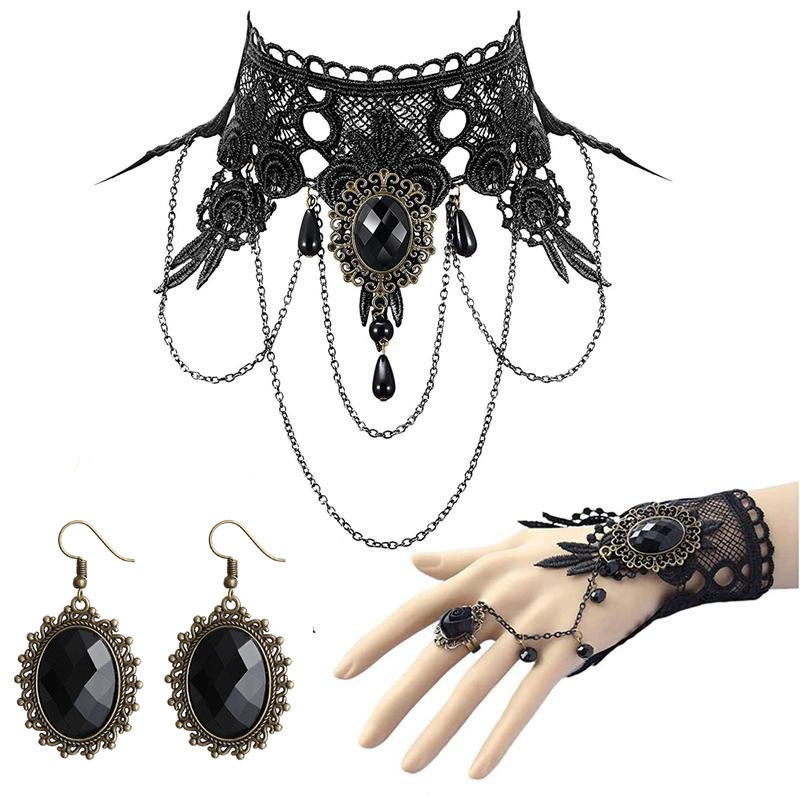 [highbuying] คุณภาพสูง สร้อยข้อมือลูกไม้ สีดํา โซ่มือ สายรัด ผู้หญิง สร้อยข้อมือโลหะ ใหม่ พร้อมส่ง