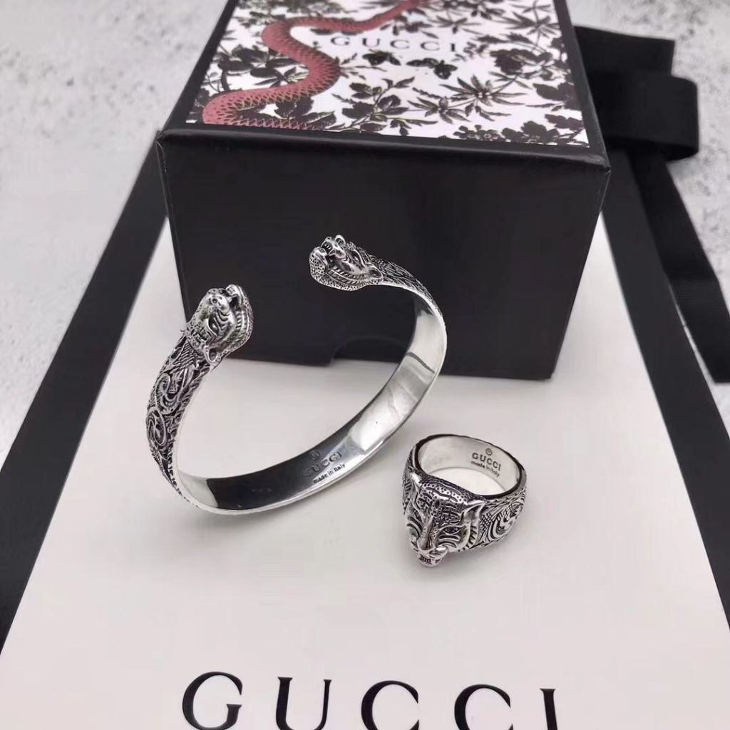 Gucci แฟชั่นแบรนด์ domineering Tiger สร้อยข้อมือ/แหวนผู้ชาย