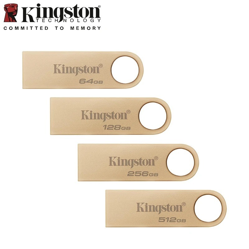 Kingston DataTraveler SE9G3 แฟลชไดรฟ์ USB 64GB 128GB 256GB 512GB USB3.2 Gen1 โลหะทองปากกาไดรฟ์สูงสุด