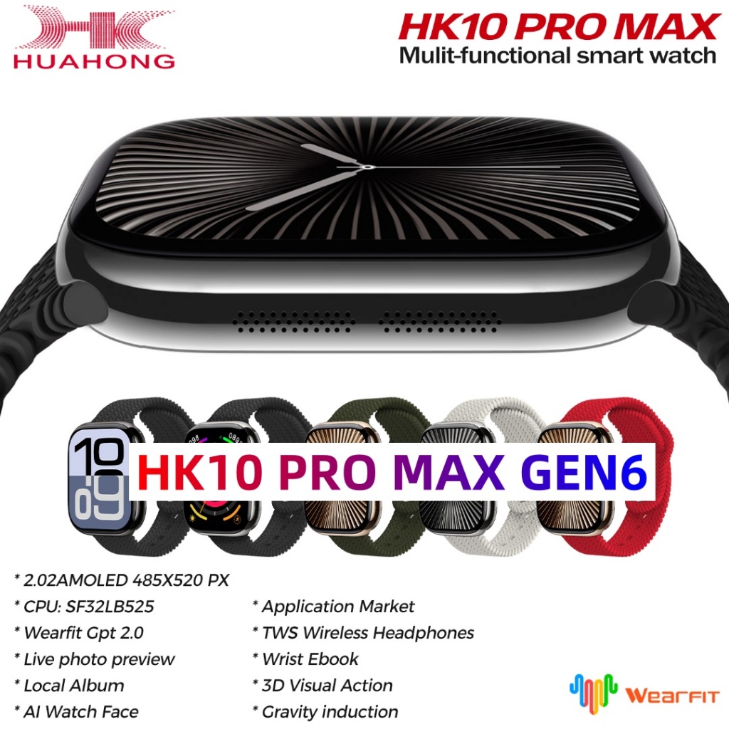Hk10 Pro Max Gen6 AMOLEDสมาร์ทนาฬิกาผู้ชายผู้หญิงNFCเข็มทิศChatGPT G-sensorอัลบั้มภาพกีฬาSmartwatch 