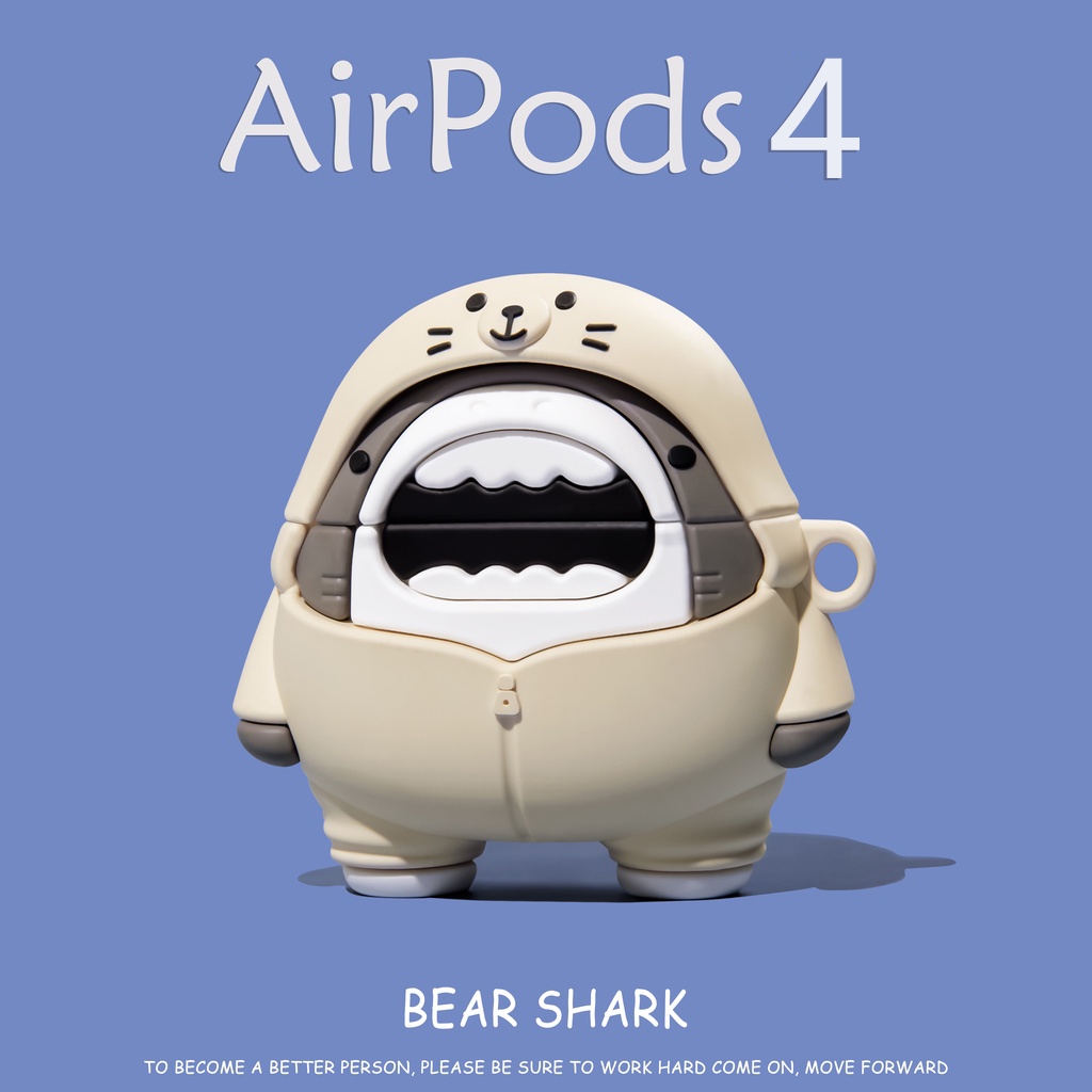 เคสป้องกัน AirPods สำหรับ Bigmouth Shark สำหรับ 2024AirPods4 เคสการ์ตูนน่ารัก 2024 เคสใหม่สำหรับ AirPodsPro2 หูฟัง เคส AirPods Pro ที่เข้ากันได้ เคส AirPods 2gen3