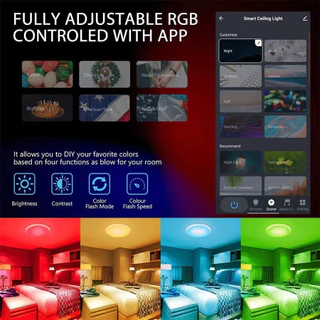 Tuya WIFI สมาร์ท LED โคมไฟเพดานรอบ Dimming RGB แผง APP ควบคุมโคมไฟเพดานห้องนอนในร่มโคมไฟ