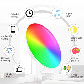Tuya WIFI สมาร์ท LED โคมไฟเพดานรอบ Dimming RGB แผง APP ควบคุมโคมไฟเพดานห้องนอนในร่มโคมไฟ