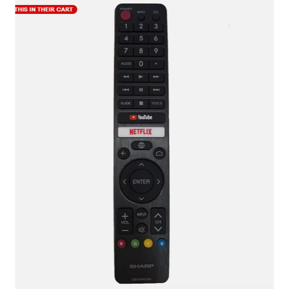 ใหม่เปลี่ยน GB345WJSA สําหรับรีโมทคอนโทรลทีวี Sharp พร้อม Netflix Youtube GB346WJSA
