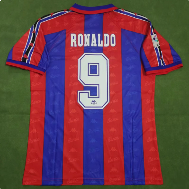 96-97 Retro Barcelona Ronaldo Jersey Ronaldo Guardiola Classic Short Sleeve High Quality Football Je