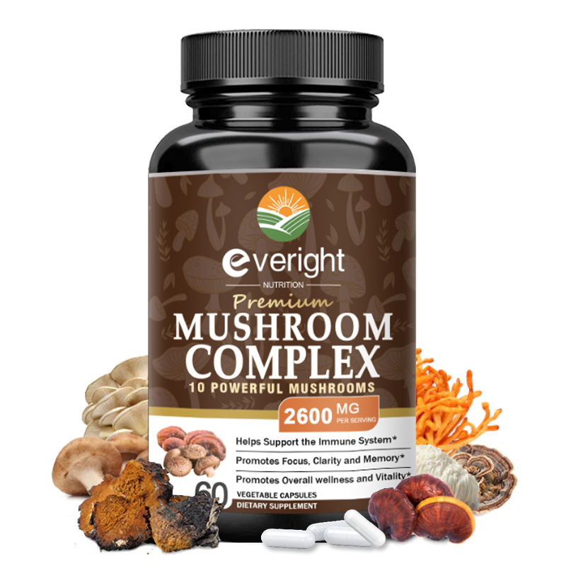 Lions Mane Mushroom Complex Capsules 2600 MG Focus, ความรู้ความเข้าใจ, อาหารเสริมเพื่อสุขภาพ Memory Enhancer