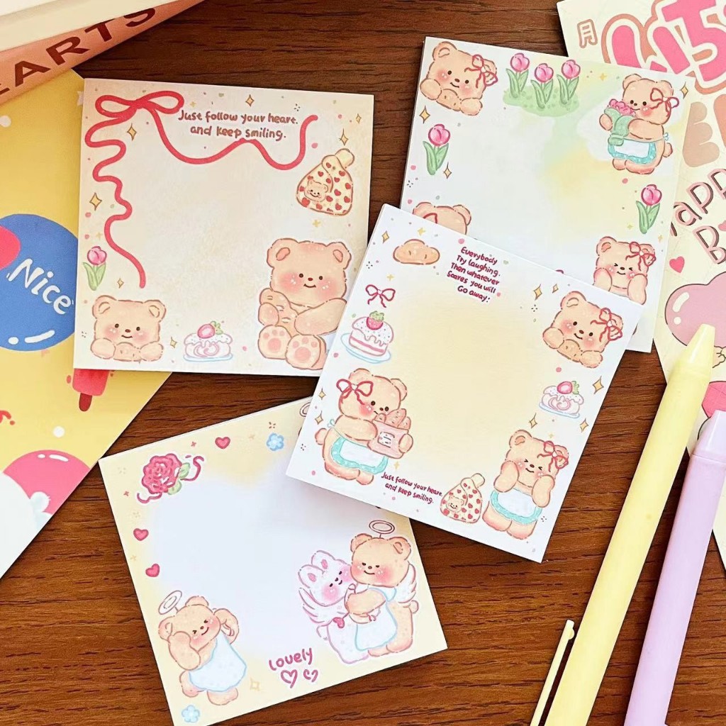 Butter Bear Sticky Notes กระดาษโน้ตนักเรียน การ์ตูนน่ารัก Notes Memo Pad