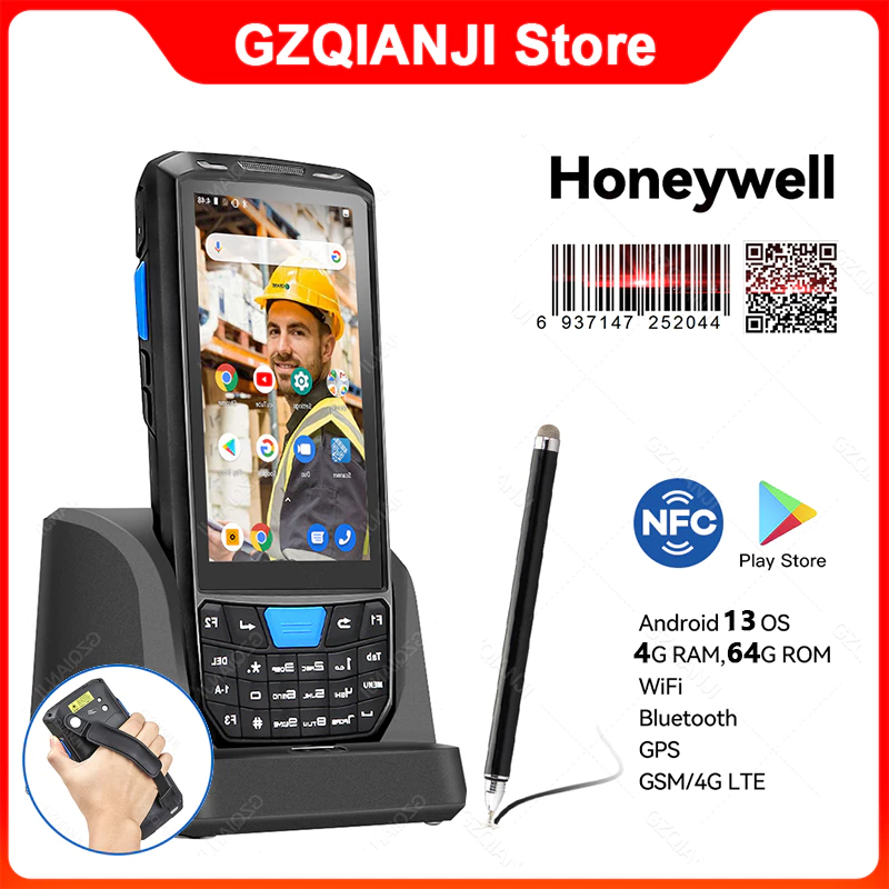 Android 13 มือถือที่ทนทาน 4G PDA รองรับ Bluetooth WiFi NFC 4G LTE Honeywell 5703 2D Barcode Scanner