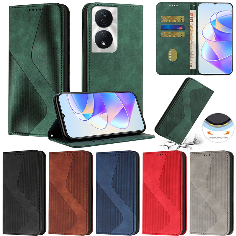 หรูหราสําหรับ Huawei Honor X7B X8B X9B 200 Pro 200 Lite X8a X7a X6A X6B X6 X8 X9 Magic 6 Lite 5G Matte Book กระเป๋าสตางค์ช่องเสียบการ์ดหนังพลิกผิวฝาครอบกรณี