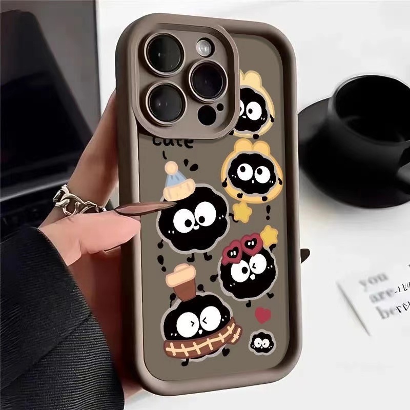 เคส Vivo Y100 5G Y17S V21 5G V23 5G V23 Pro 5G V29E 5G Y51S Y53S ซิลิโคนตลกน่ารักลูกโลกถ่านหินกรณีโทรศัพท์